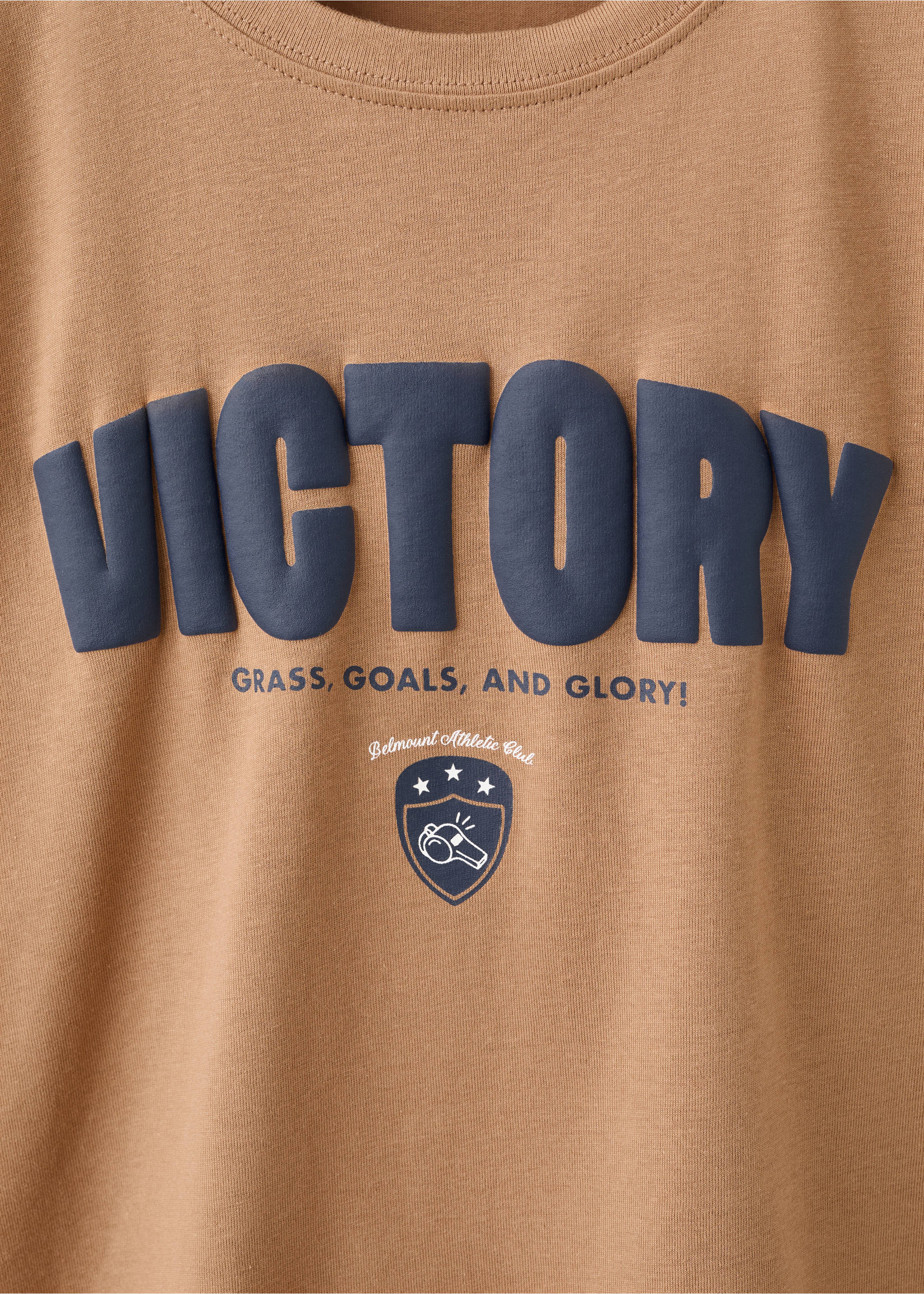 Printed cotton-blend T-shirt - Details of the article 0, Caramel. Ref: 27081231-00.