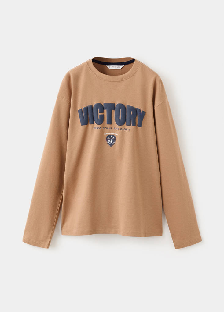 Printed cotton-blend T-shirt — Caramel