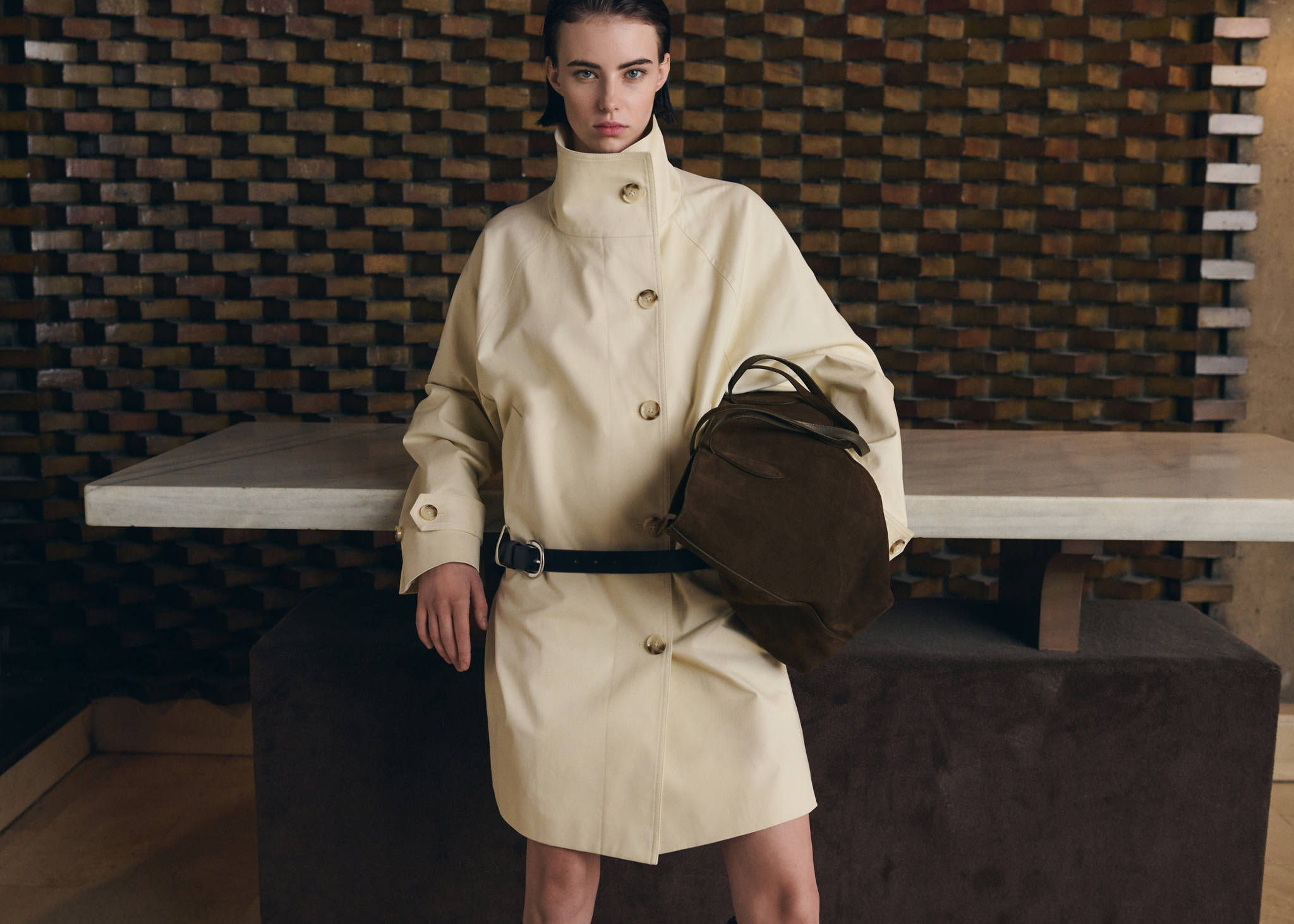 Suede shopper bag - Panoramic plane