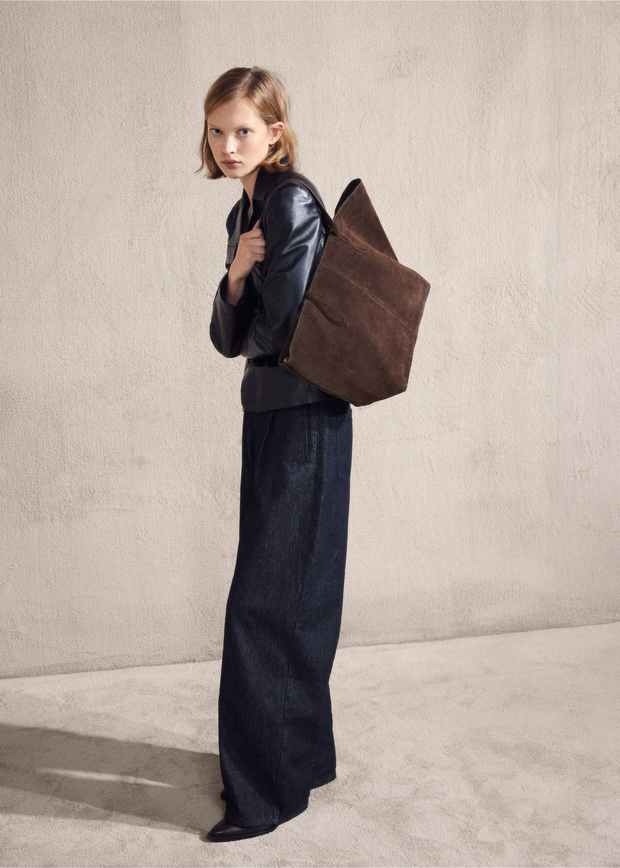 حقيبة تسوق جلدية - رؤية عامة, بني. Ref: 27081232-01.