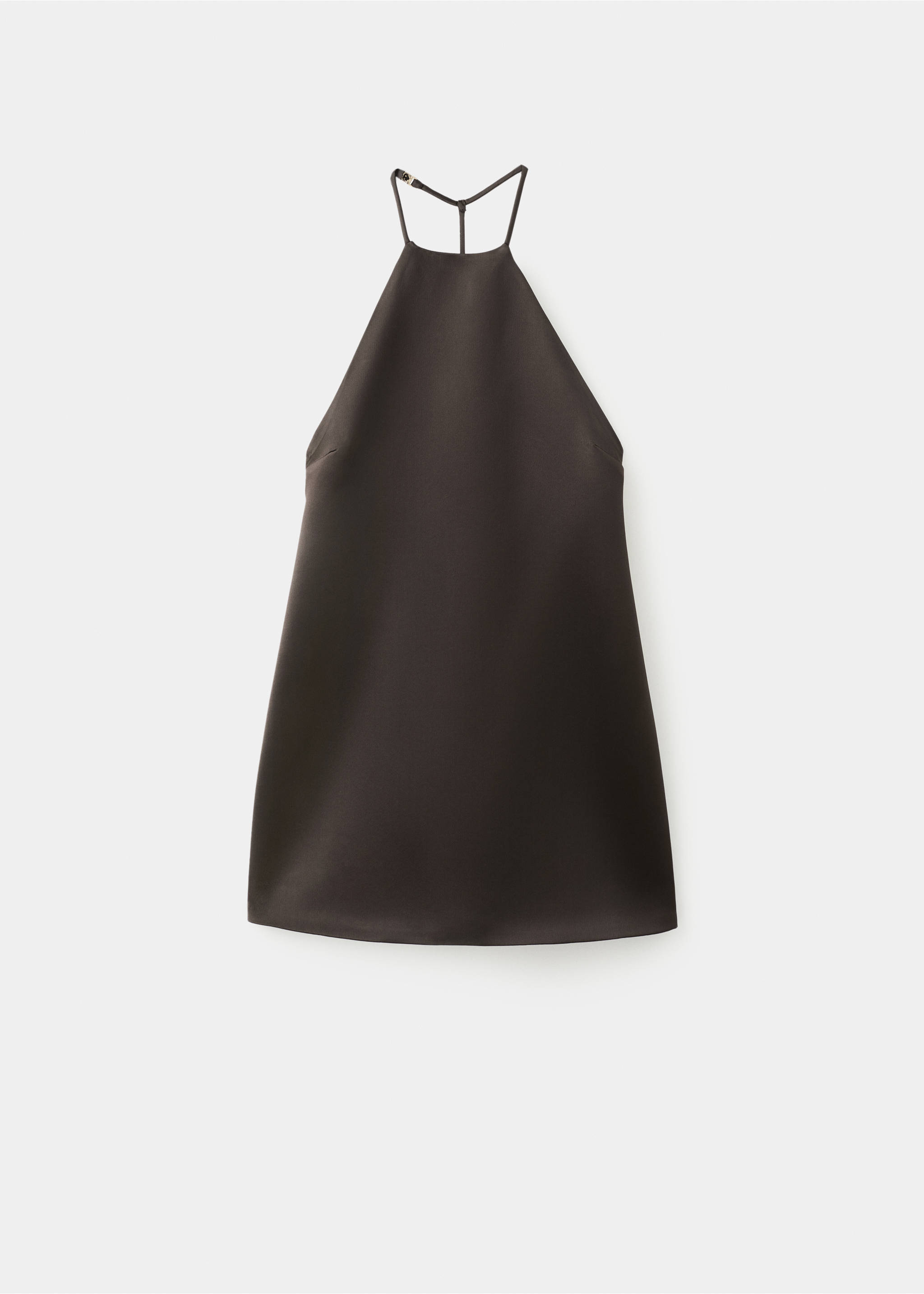 Satin-Kleid mit Kunstfell-Effektkragen - Detail des Artikels 0, Braun. Ref: 27081233-00.