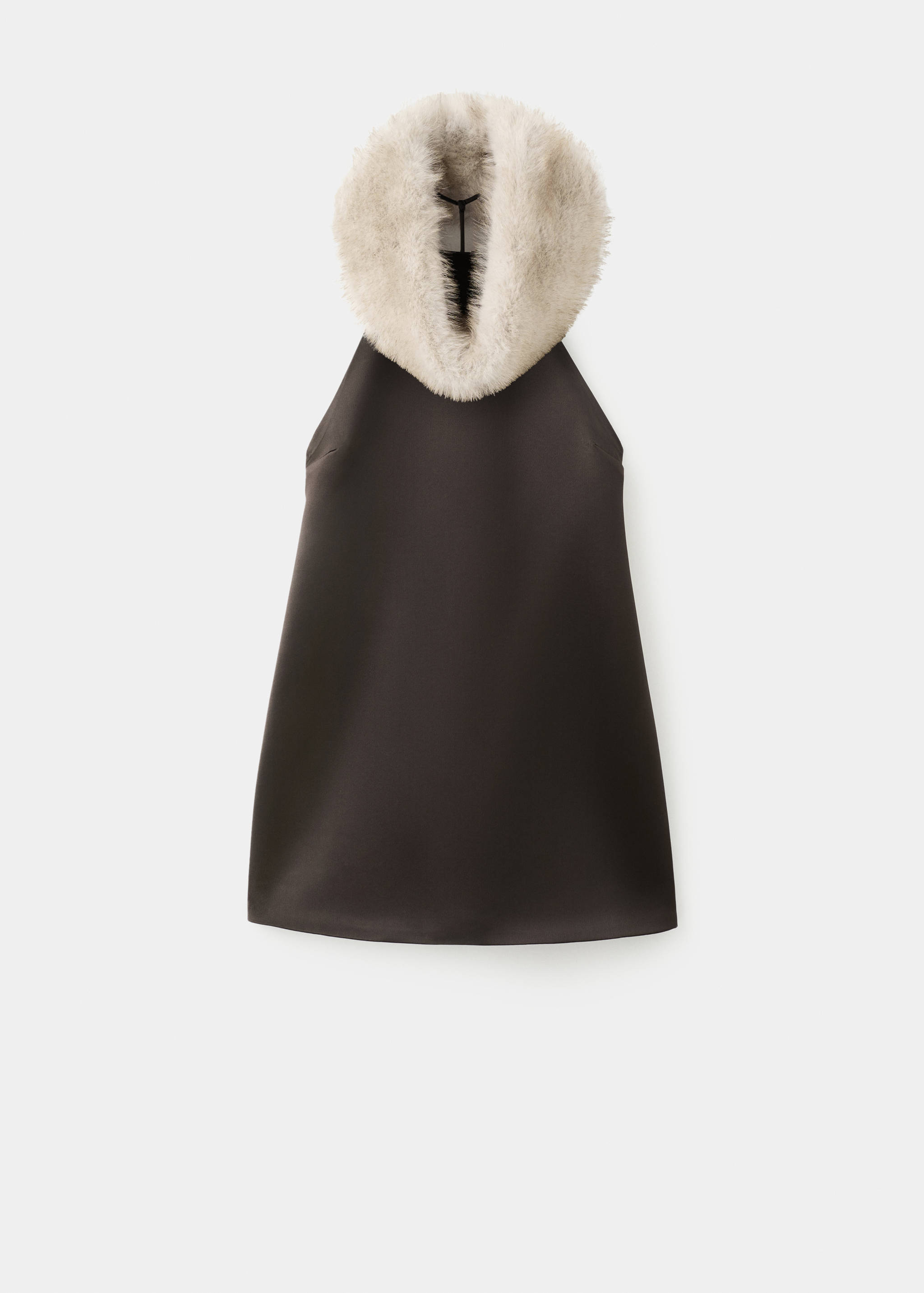 Robe satinée col fausse fourrure - Article sans modèle
