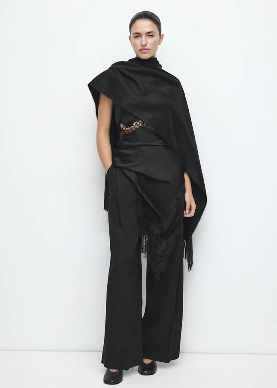 Pileli wide leg pantolon
