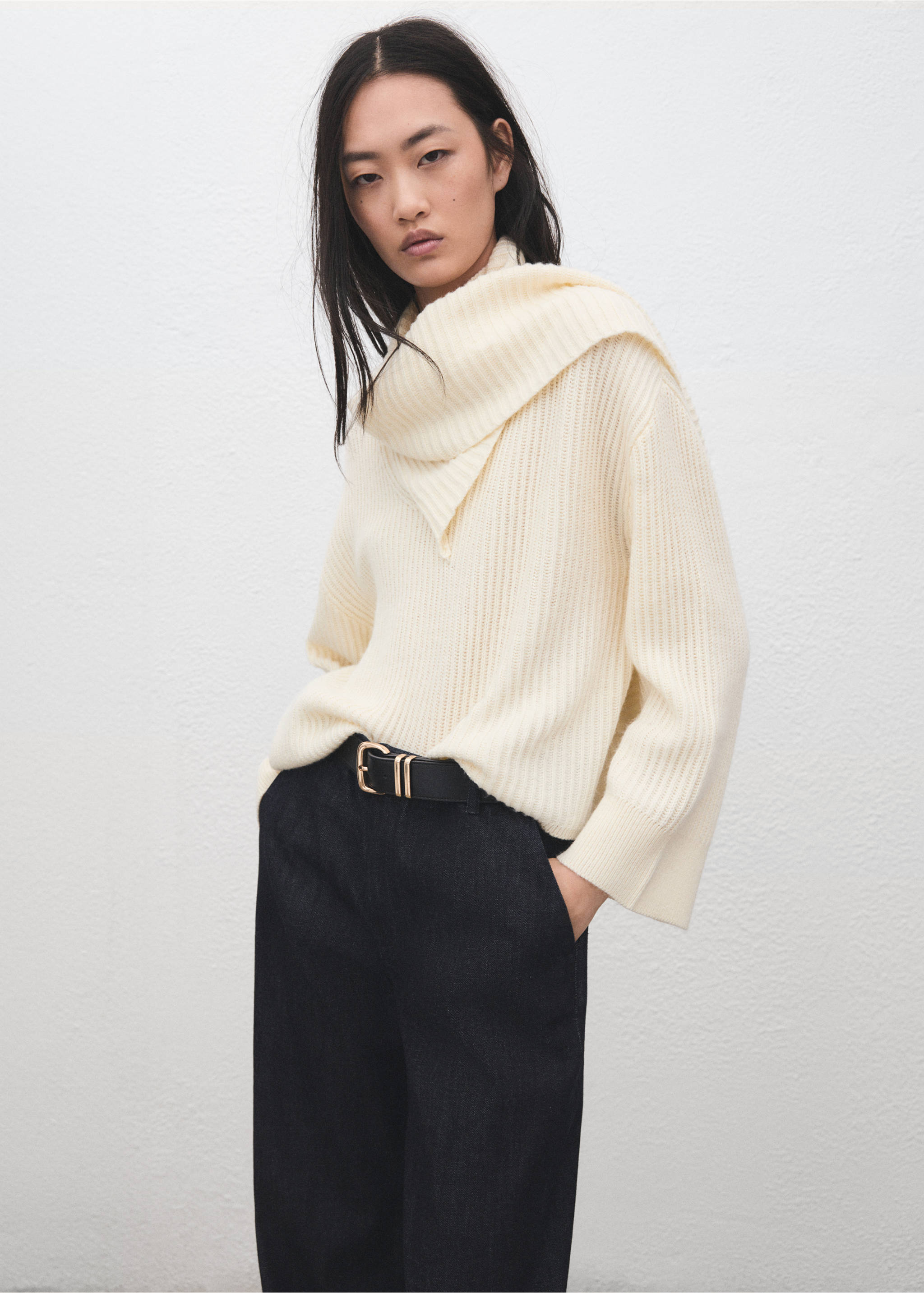 กางเกงขายาวผ้าเดนิมขากว้าง - รายละเอียดของสินค้า 1, สีโอเพนบลู. Ref: 27081237-00.