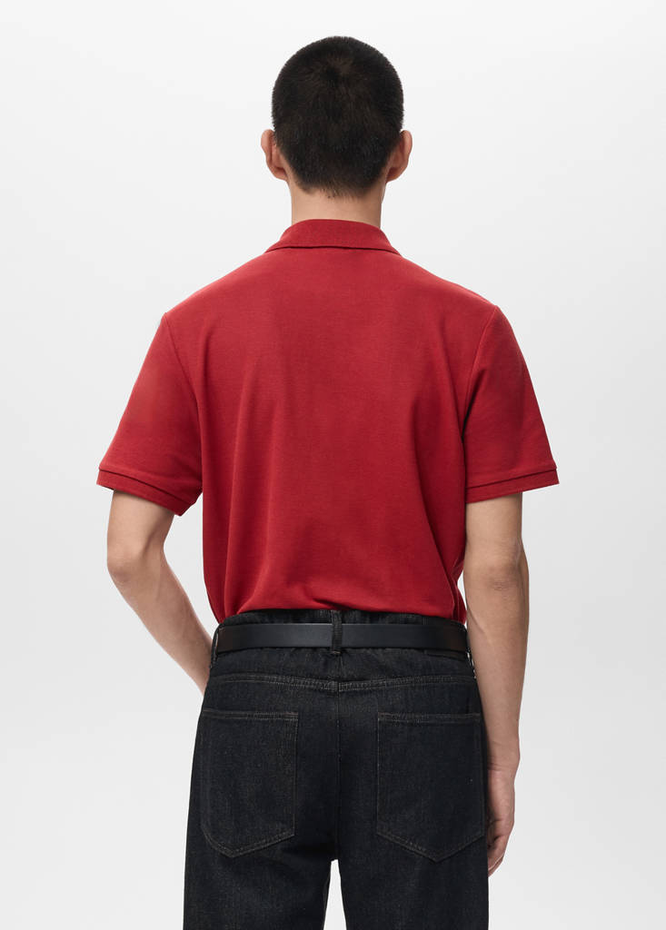 Short-sleeved cotton polo shirt — Red