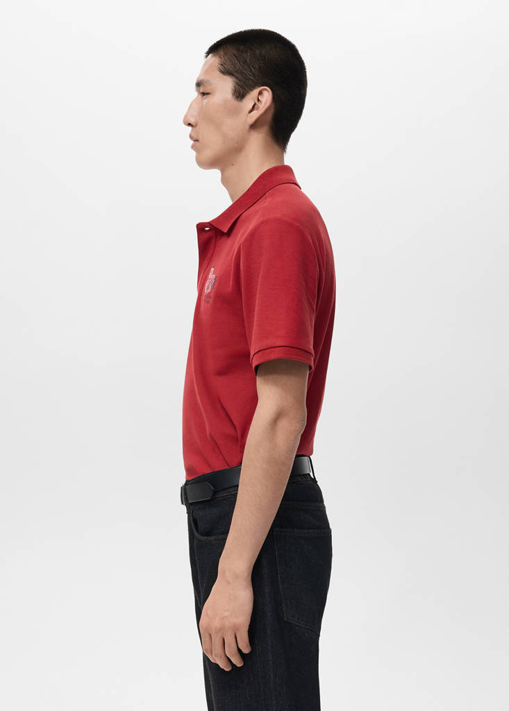 Short-sleeved cotton polo shirt — Red