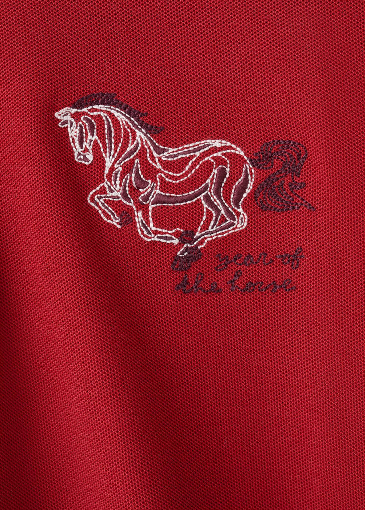 Short-sleeved cotton polo shirt — Red