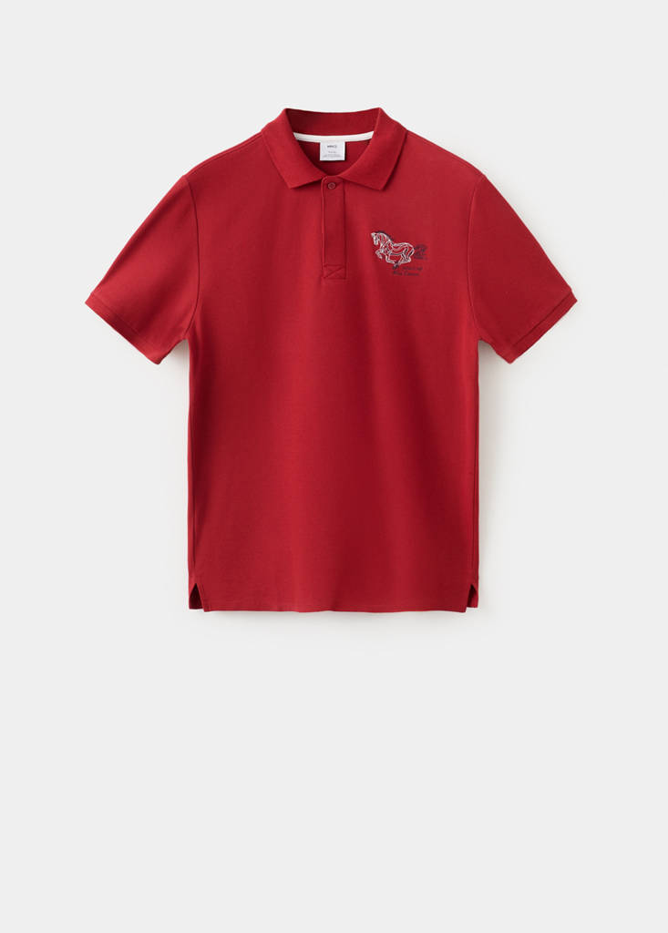 Short-sleeved cotton polo shirt — Red
