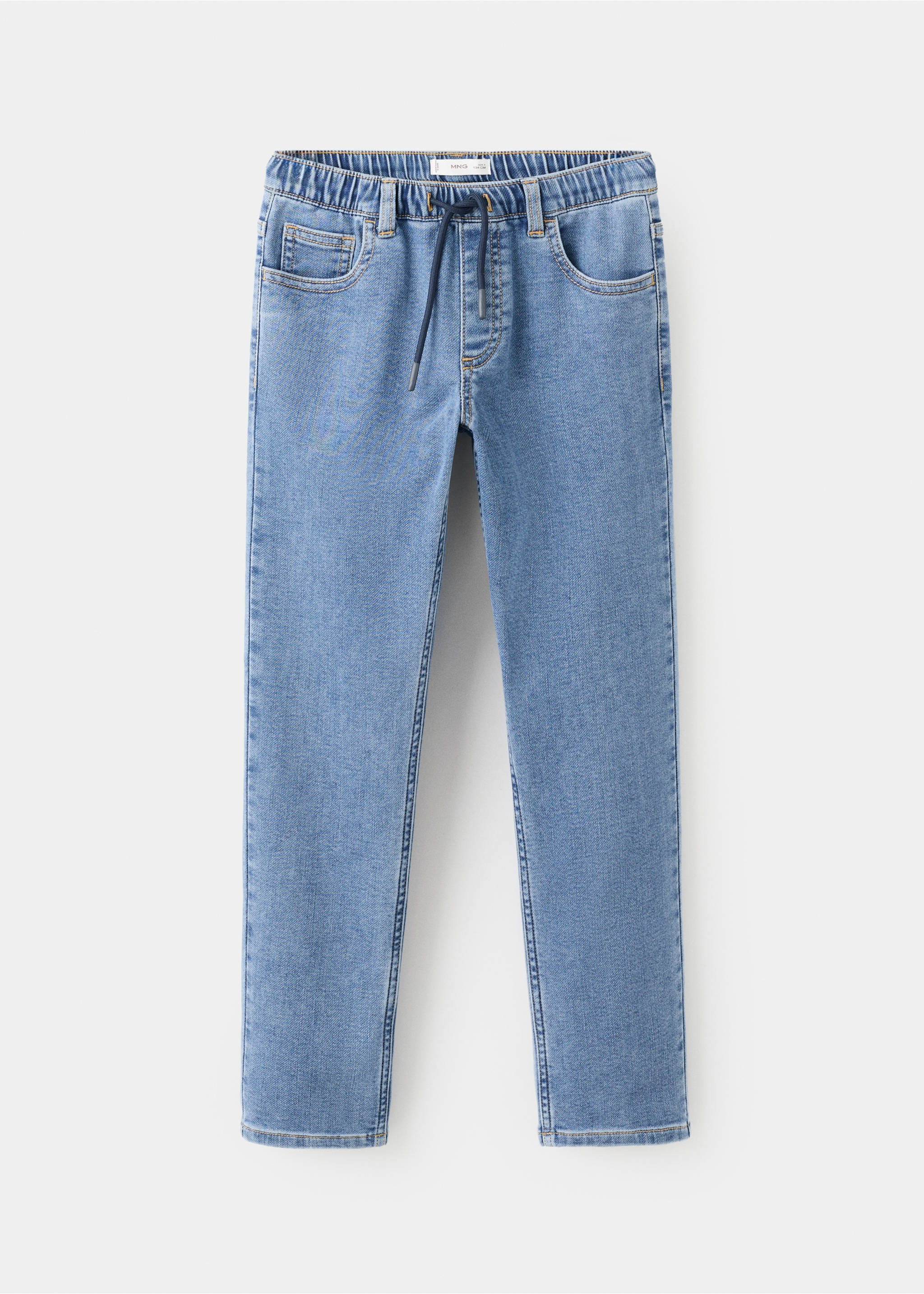 Comfy jeans with drawstring - Article without model, Medium Blue. Ref: 27081240-00.
