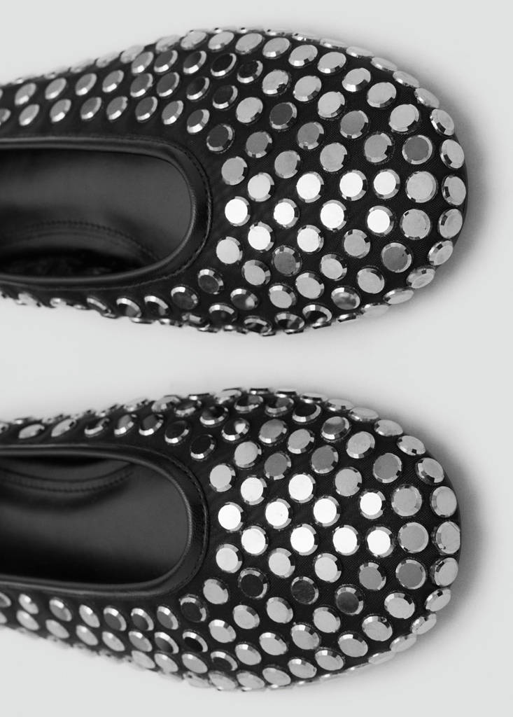 Mesh ballet flats with studs — Black