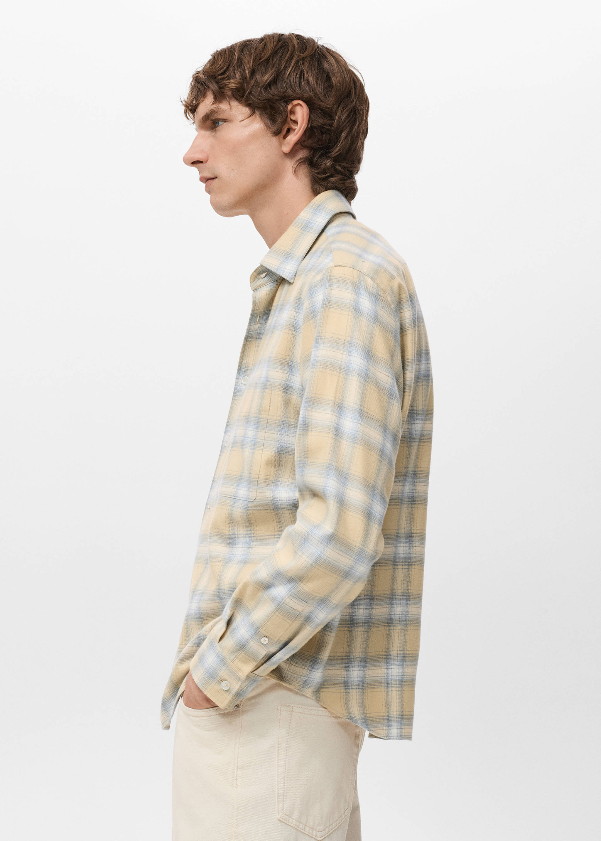 100% cotton flannel checkered shirt - Details of the article 2