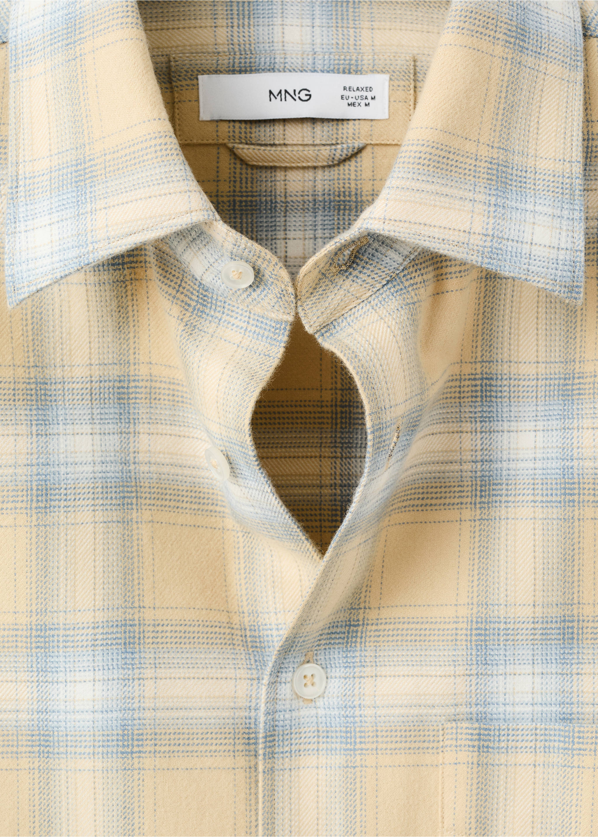 Camisa 100% algodón franela cuadros - Detalle del artículo 8, Amarillo pastel. Ref: 27081247-00.