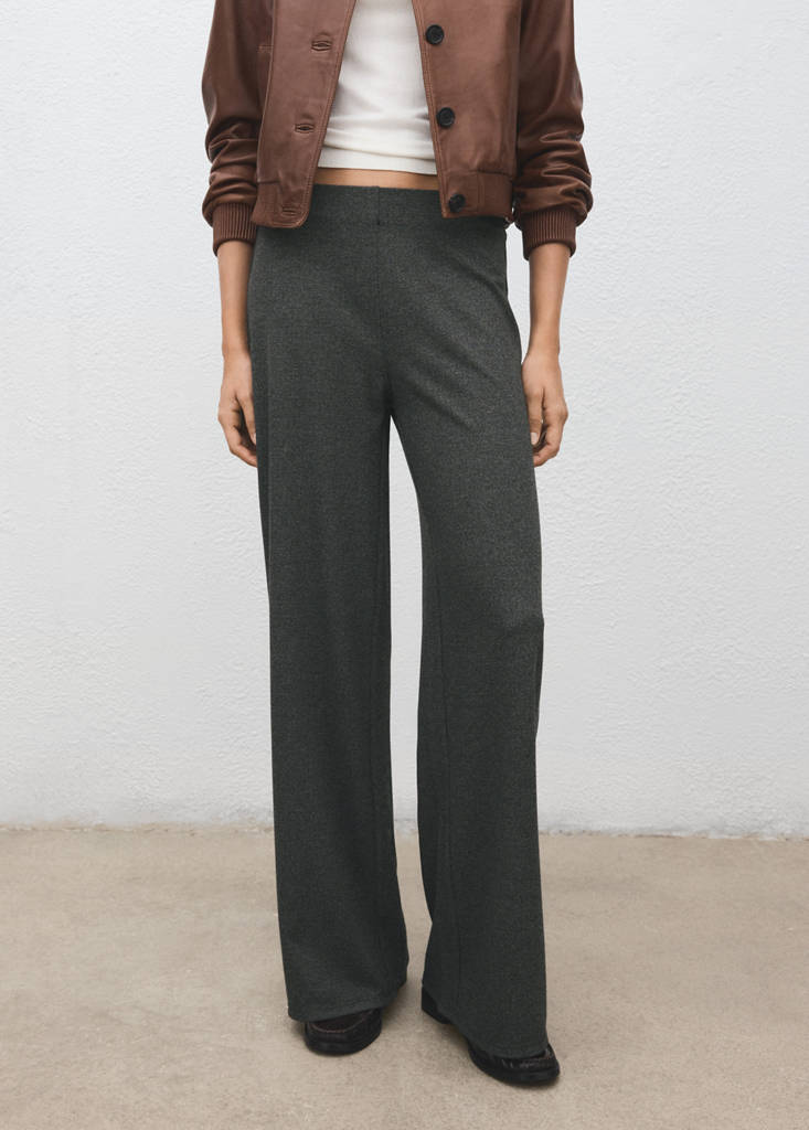 Straight-fit trousers with elastic waist — Grey