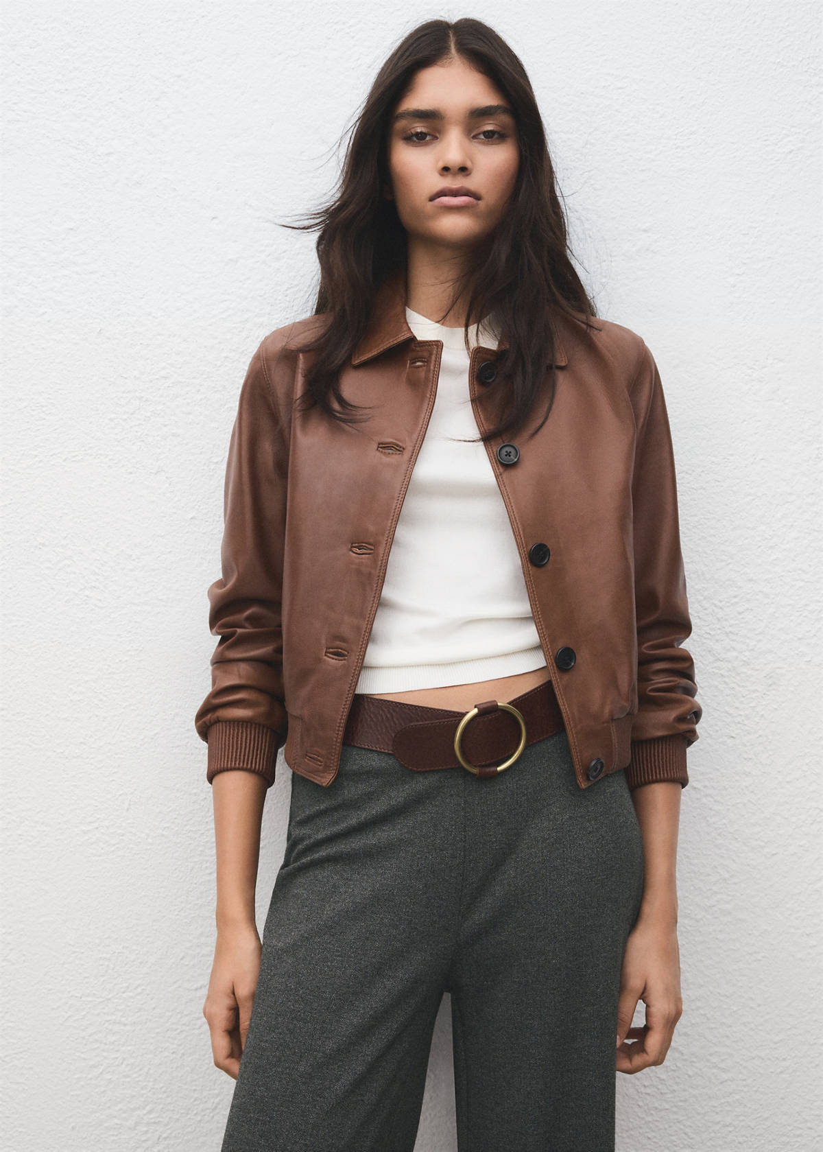 Straight-fit trousers with elastic waist — Grey