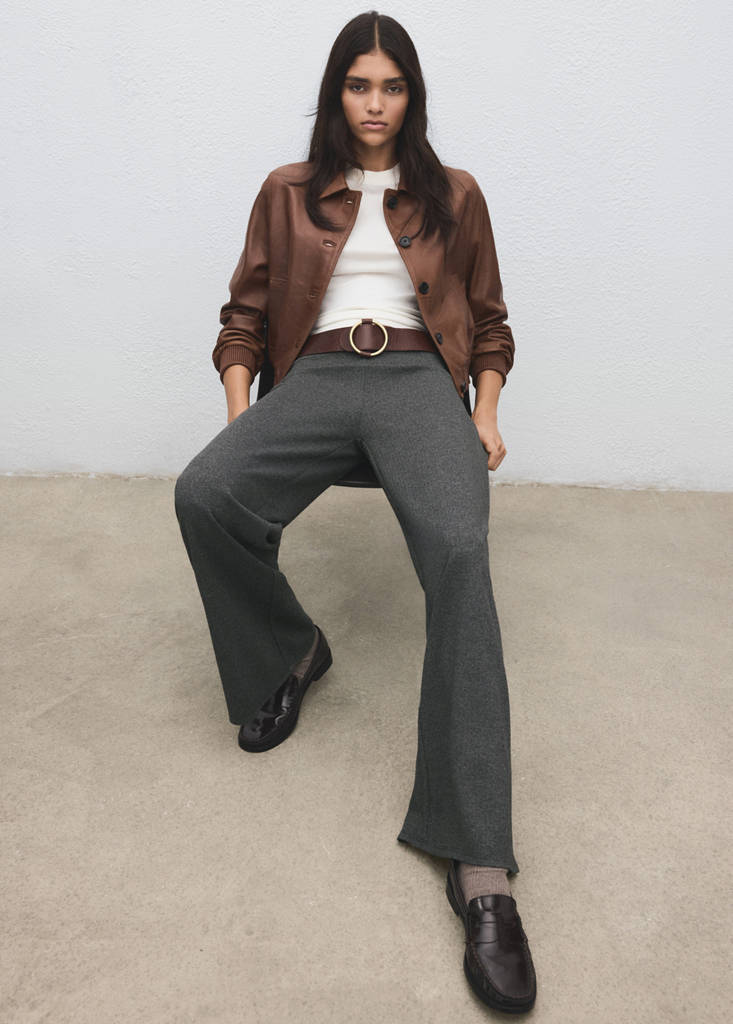 Straight-fit trousers with elastic waist — Grey