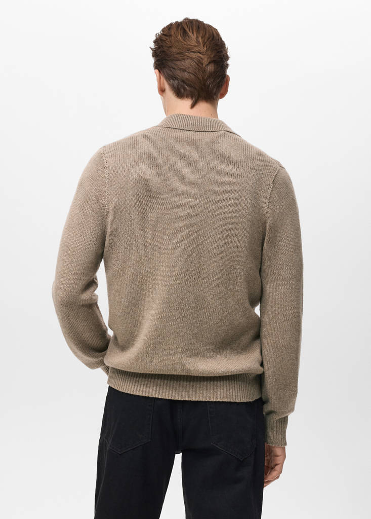 Knitted wool blend cardigan — Beige