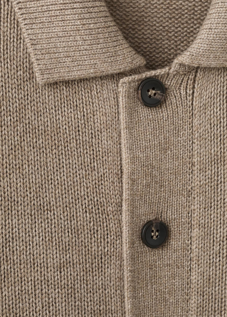 Knitted wool blend cardigan — Beige
