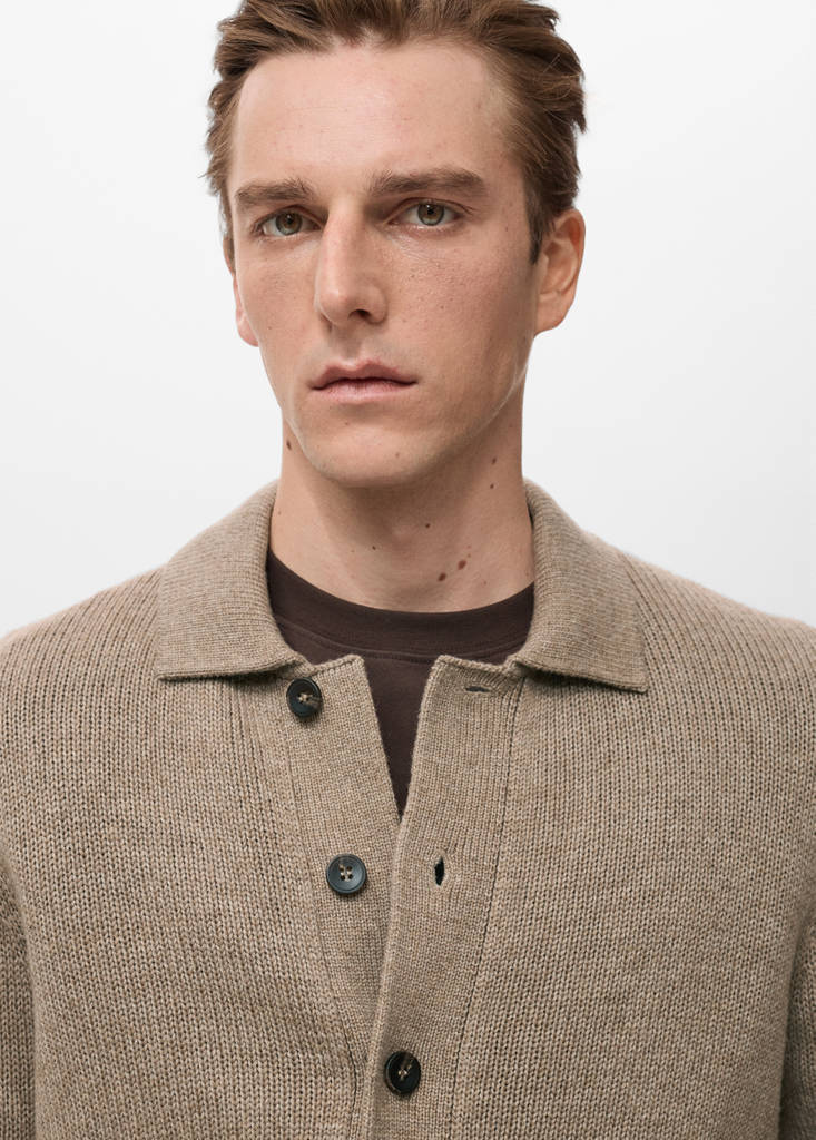 Knitted wool blend cardigan — Beige