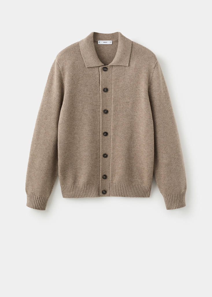 Knitted wool blend cardigan — Beige