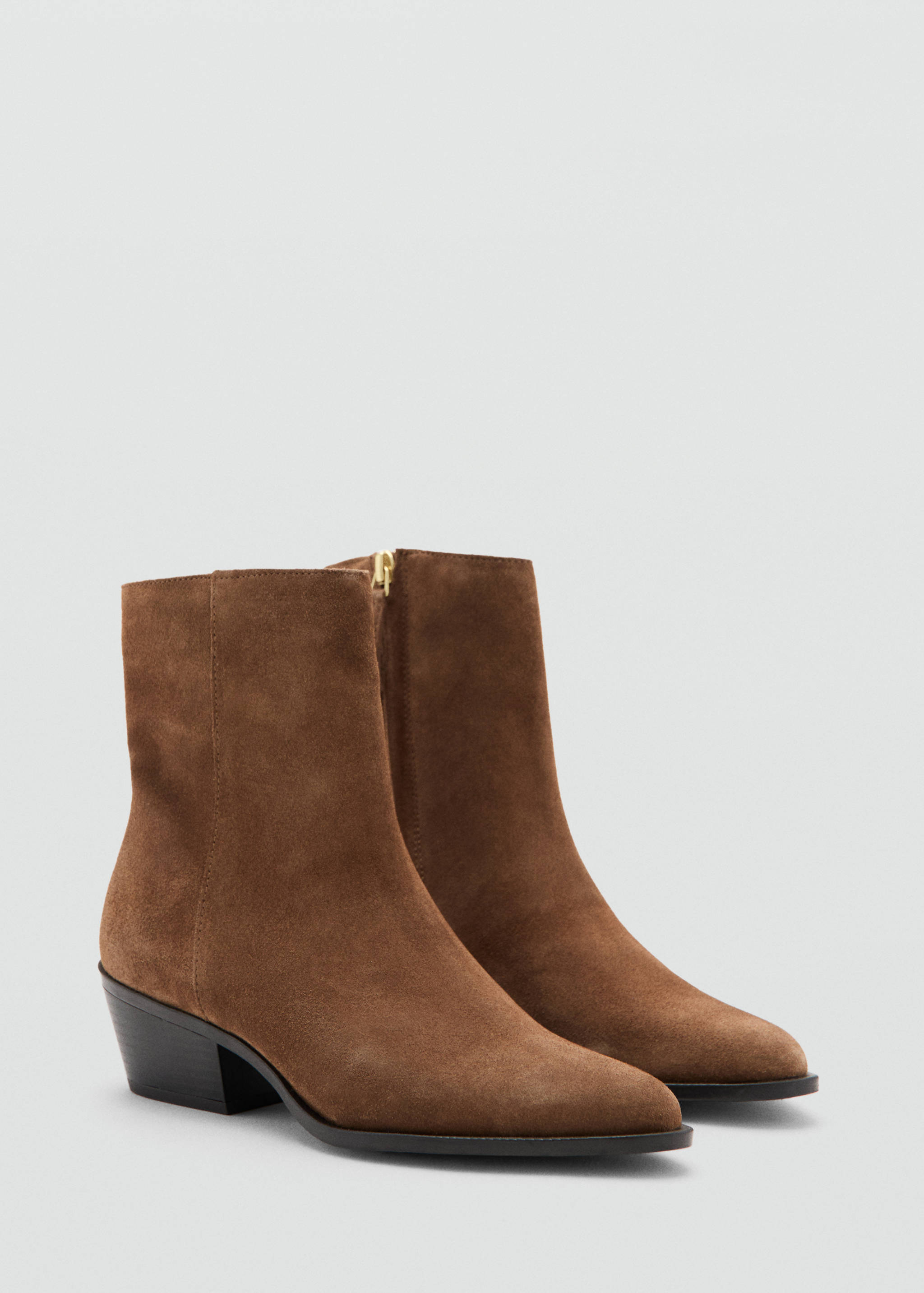 Heel suede ankle boot - Medium plane