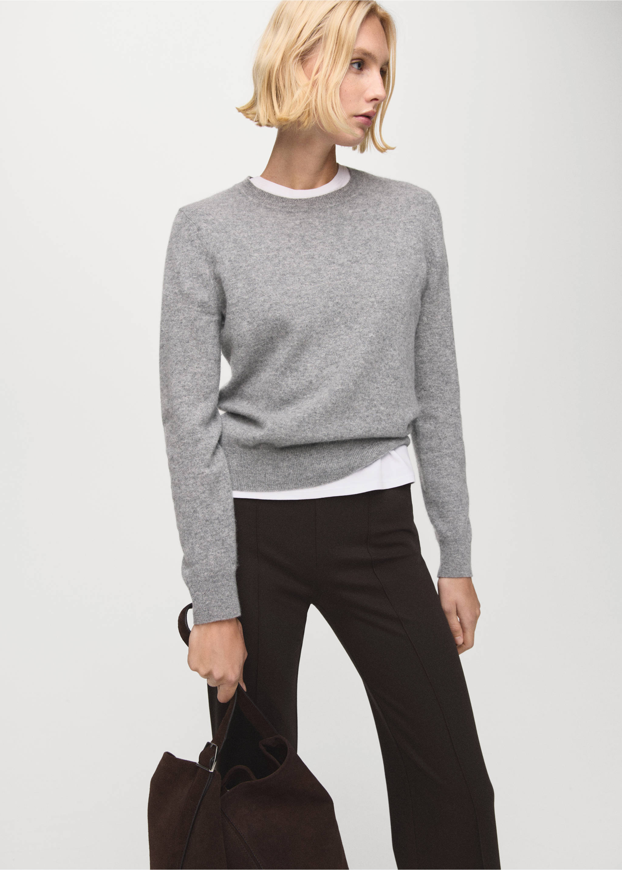 Leggings with seam detail - Details of the article 1, Brown. Ref: 27081251-00.