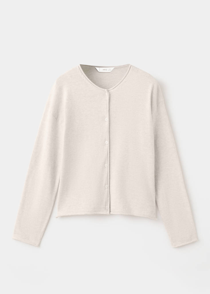 MANGO KIDS - Cardigan maille manches longues beige - 11-12 ans - Fille