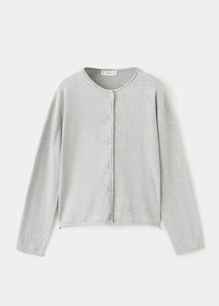 MANGO KIDS - Cardigan maille manches longues gris chiné clair - 11-12 ans - Fille