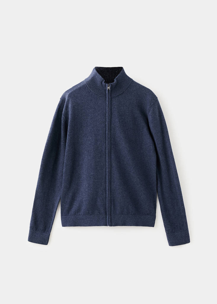MANGO KIDS - Cardigan maille fermeture Éclair bleu marine - 9-10 ans - Garçon