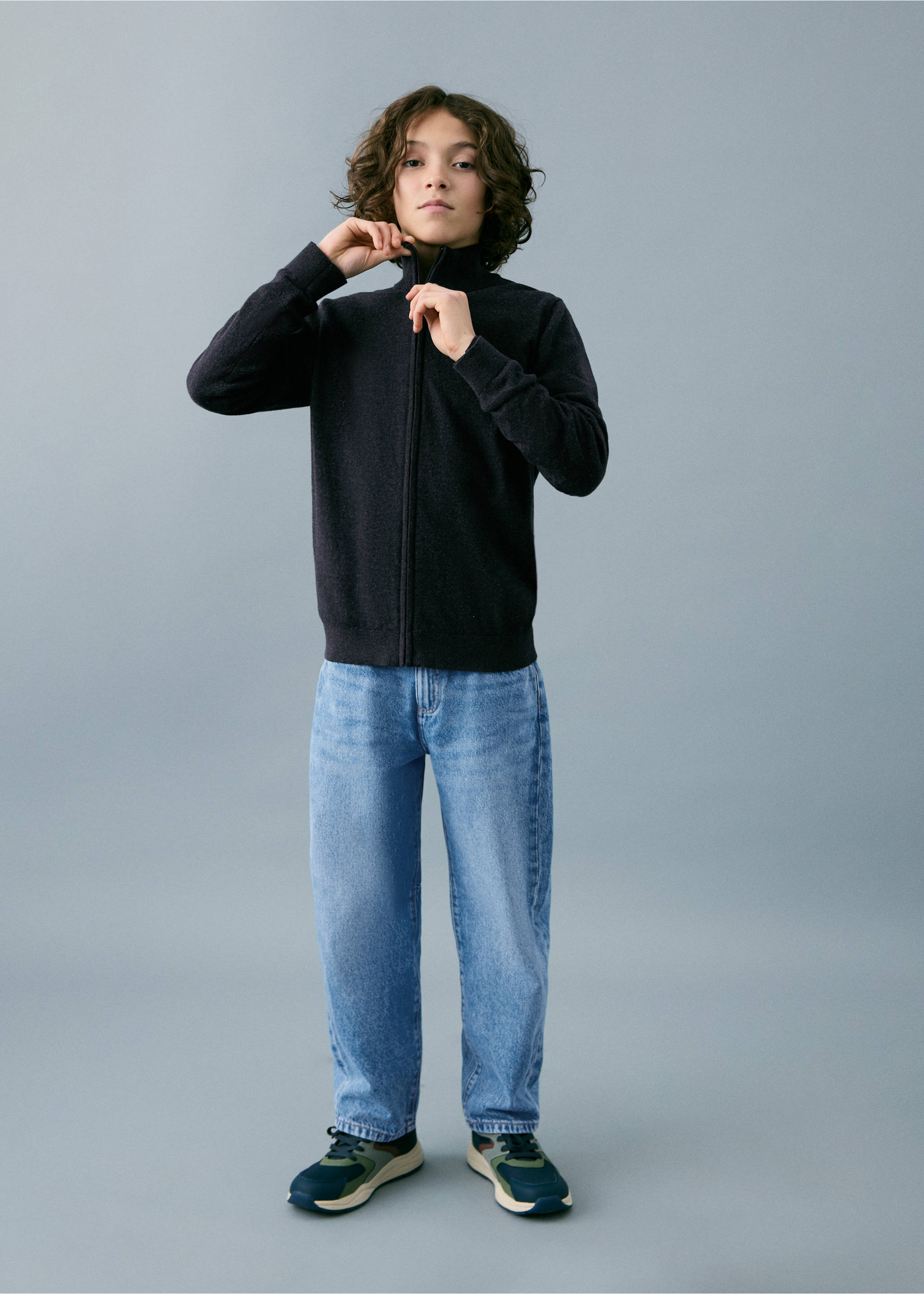 拉链针织开襟毛衣 - null, 深灰色. Ref: 27081253-00.