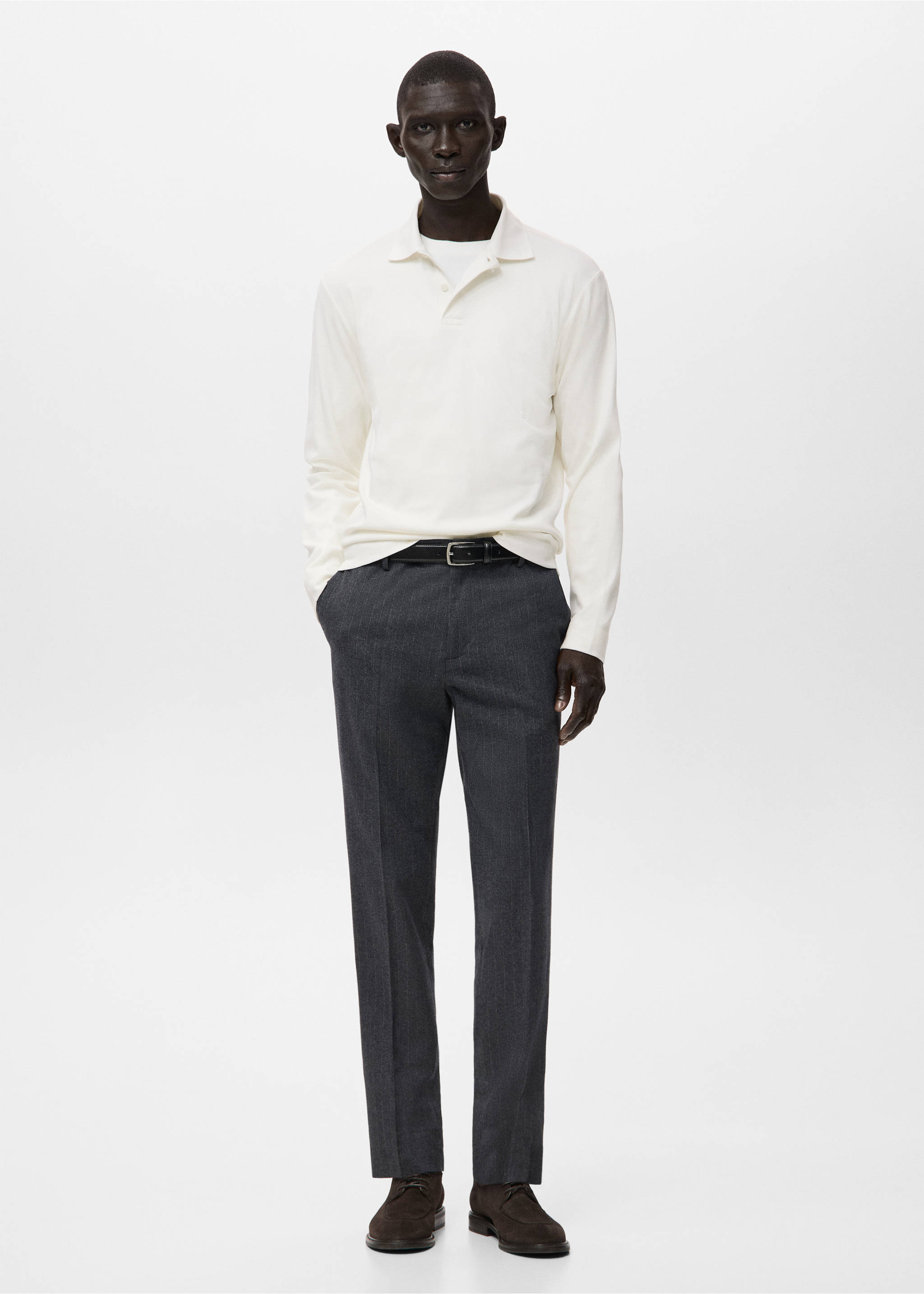 سترة بولو محبوكة بقصّة منتظمة - رؤية عامة, أبيض. Ref: 27081256-00.