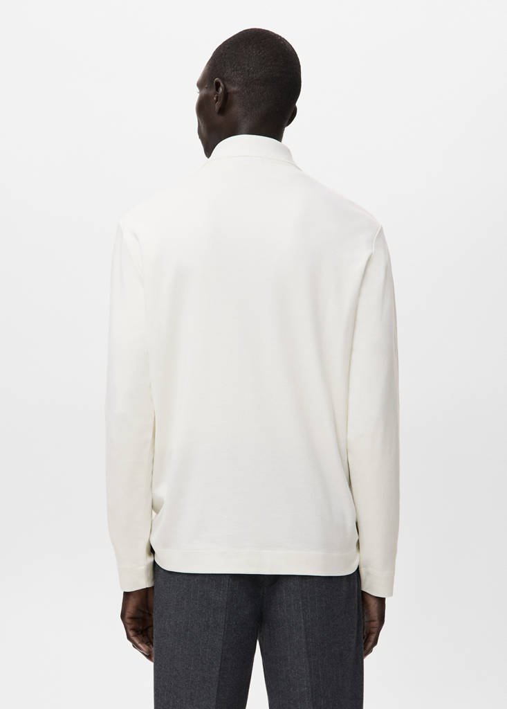 Regular-fit knitted polo sweater — White