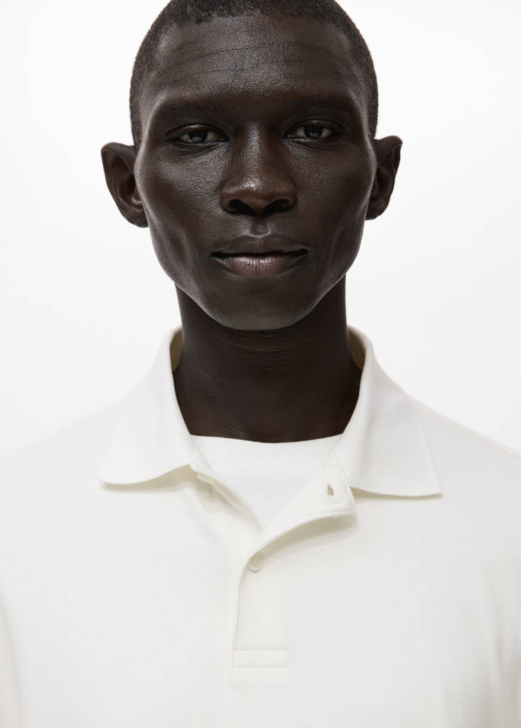 Regular-fit knitted polo sweater — White