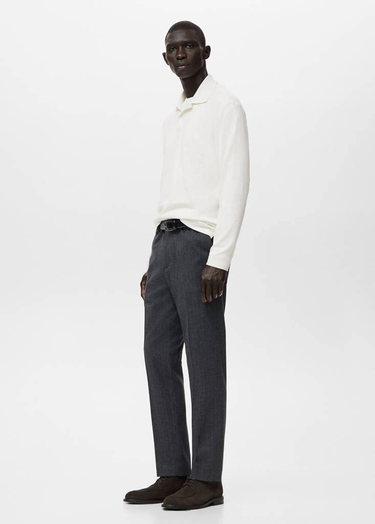 Regular-fit knitted polo sweater — White