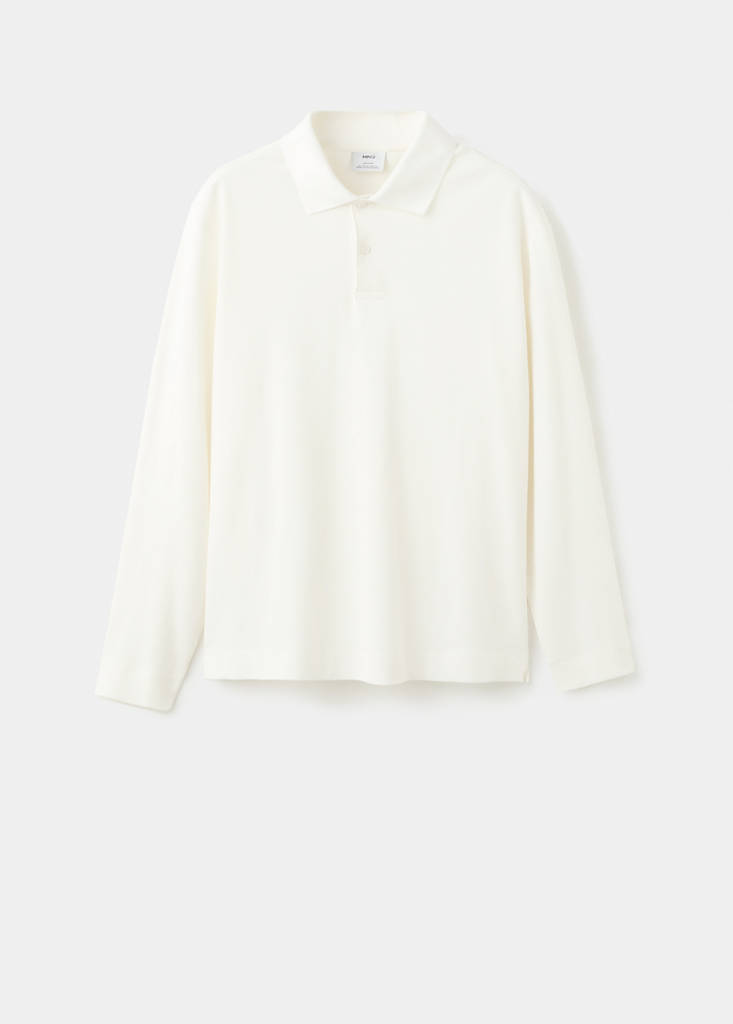 Regular-fit knitted polo sweater — White