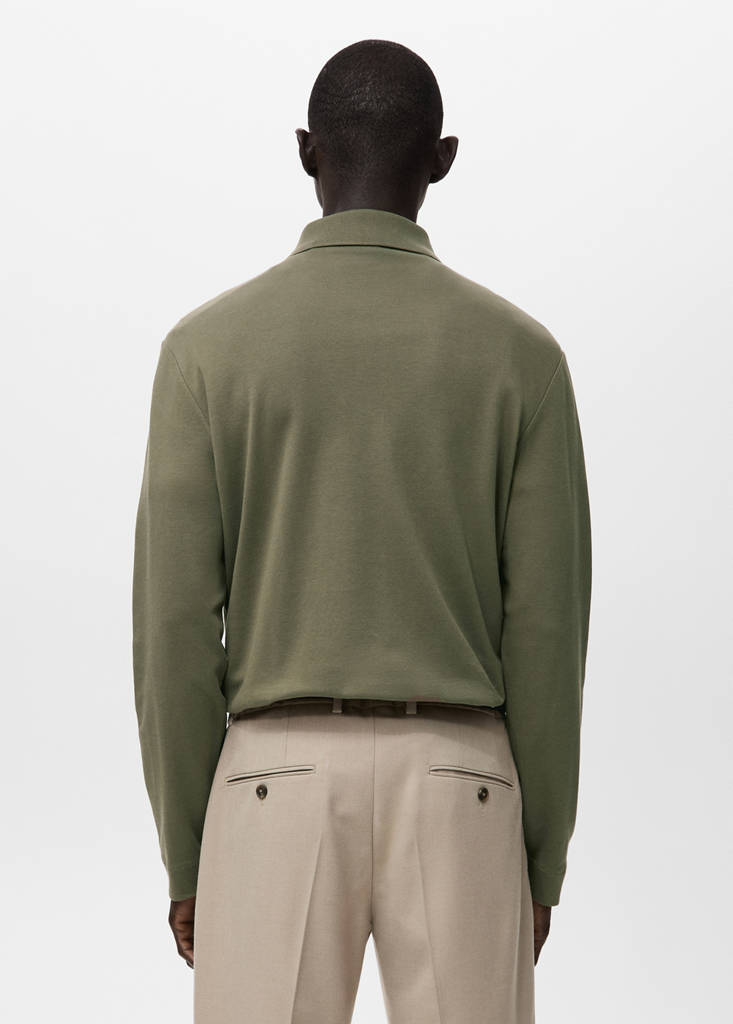 Regular-fit knitted polo sweater — Medium Brown