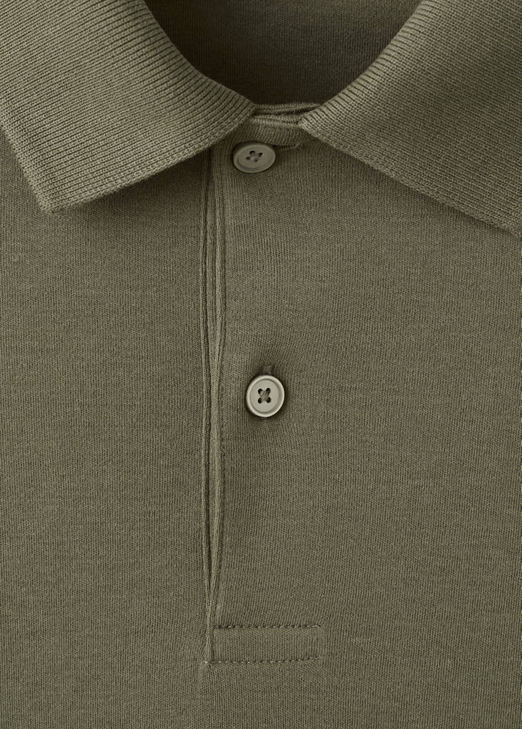 Regular-fit knitted polo sweater — Medium Brown