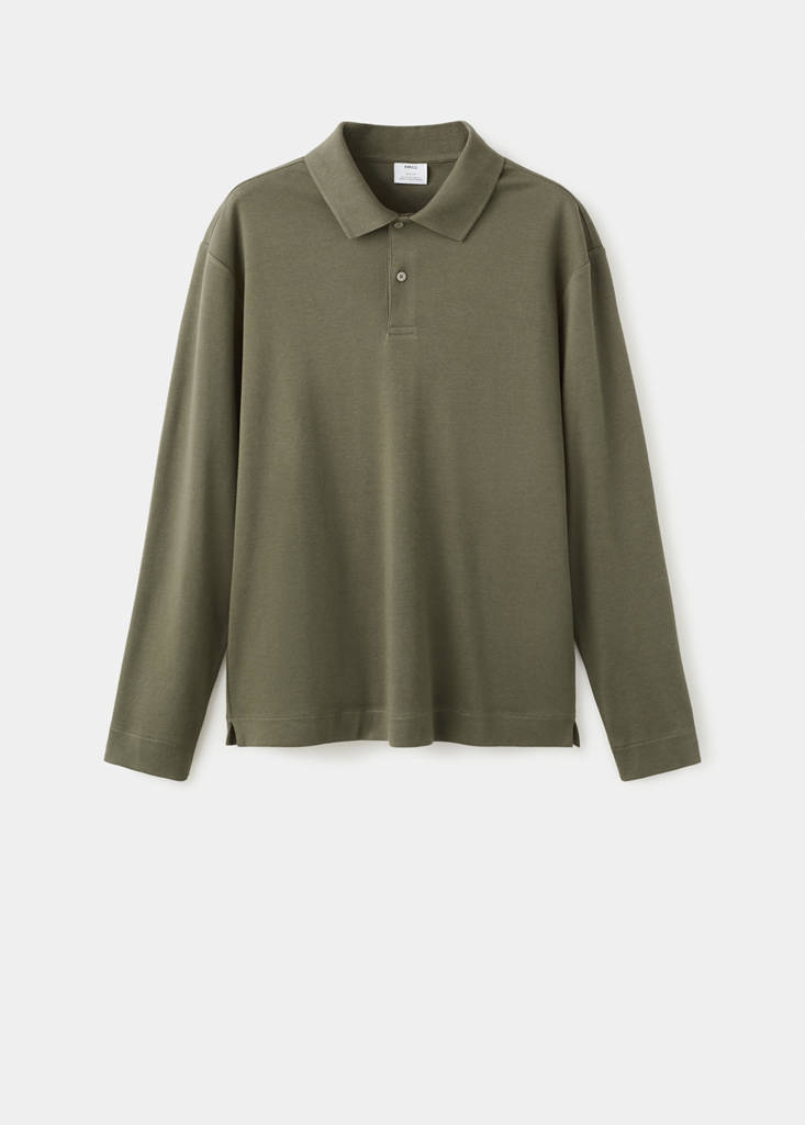 Regular-fit knitted polo sweater — Medium Brown