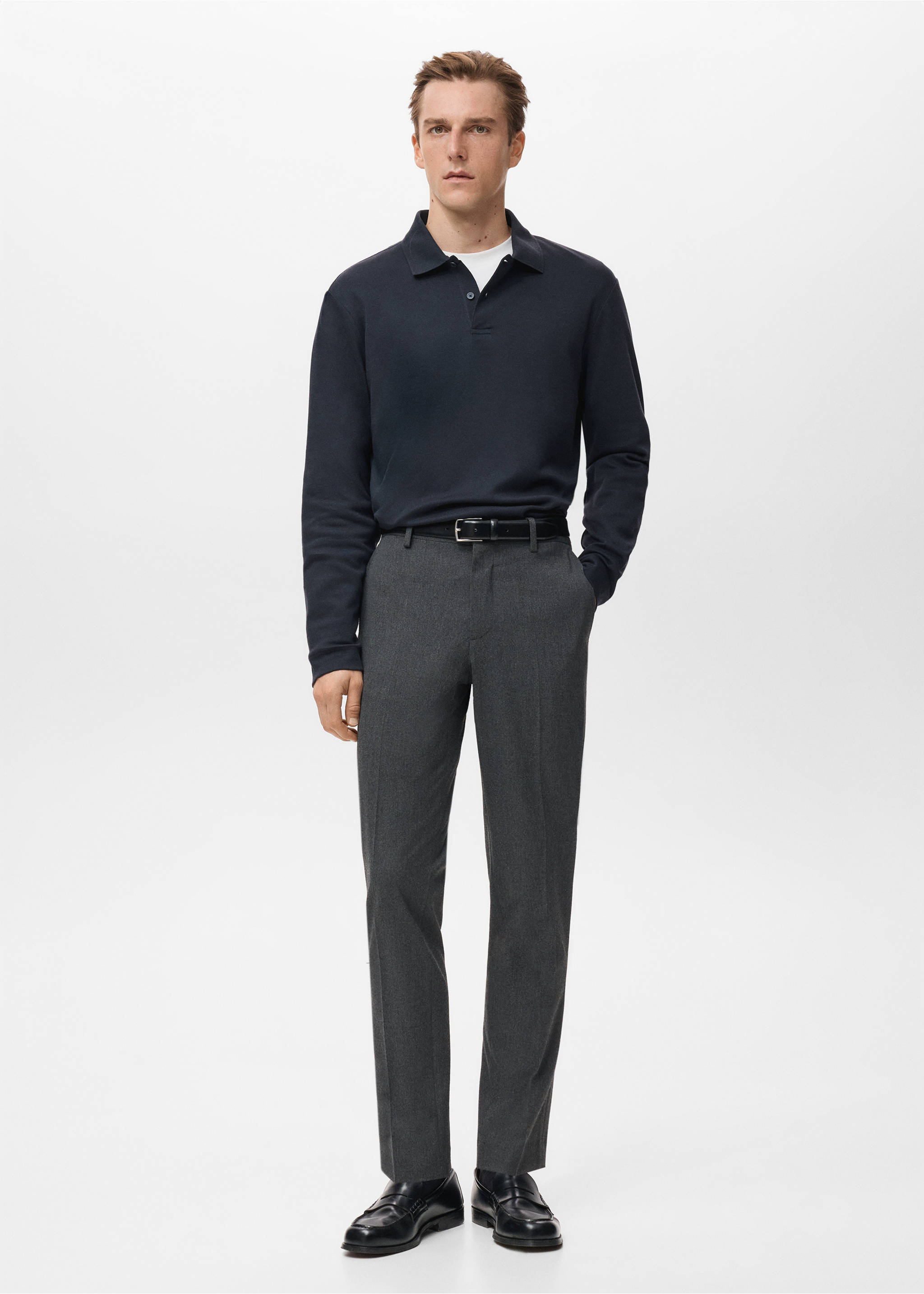 Regular-fit knitted polo sweater - General plane, Navy. Ref: 27081256-00.