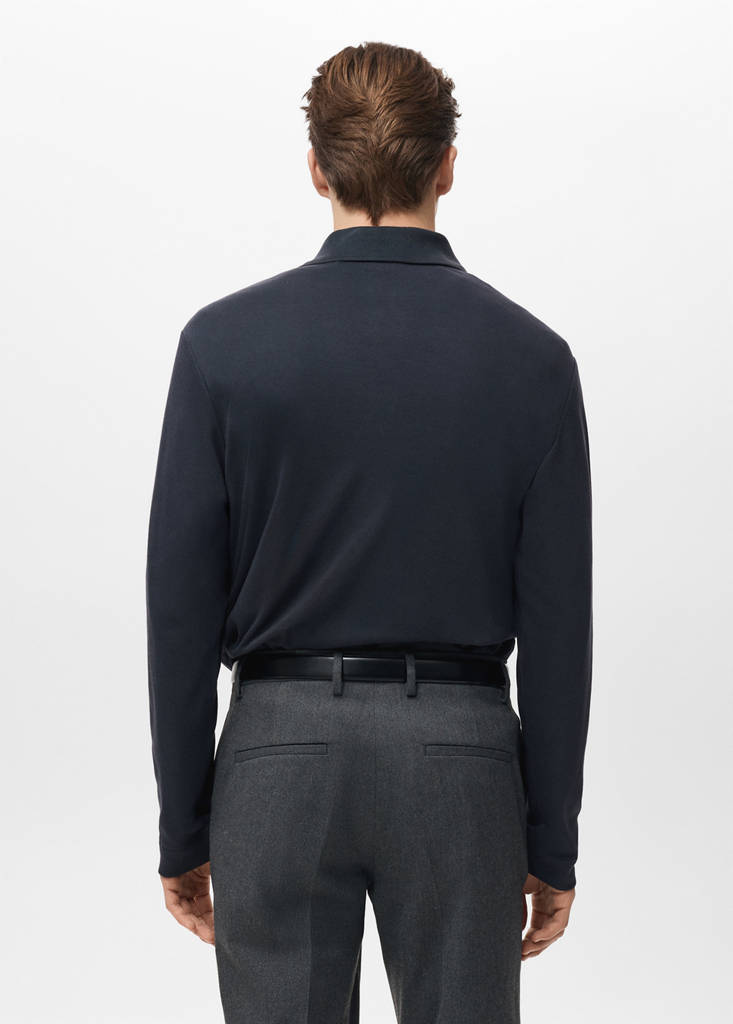 Regular-fit knitted polo sweater — Navy