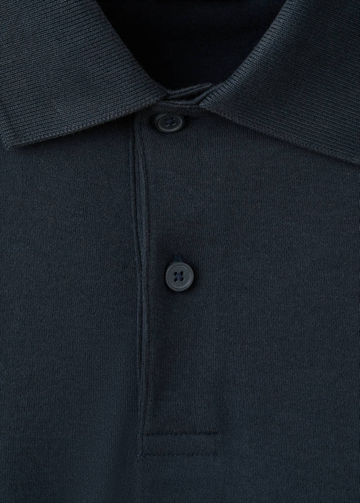 Regular-fit knitted polo sweater — Navy