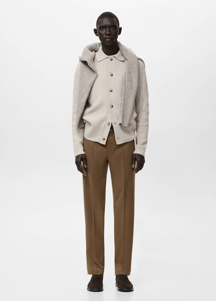 Regular-fit cotton trousers — Chocolate