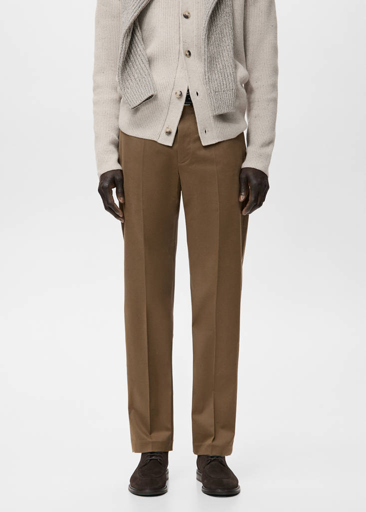 Regular-fit cotton trousers — Chocolate