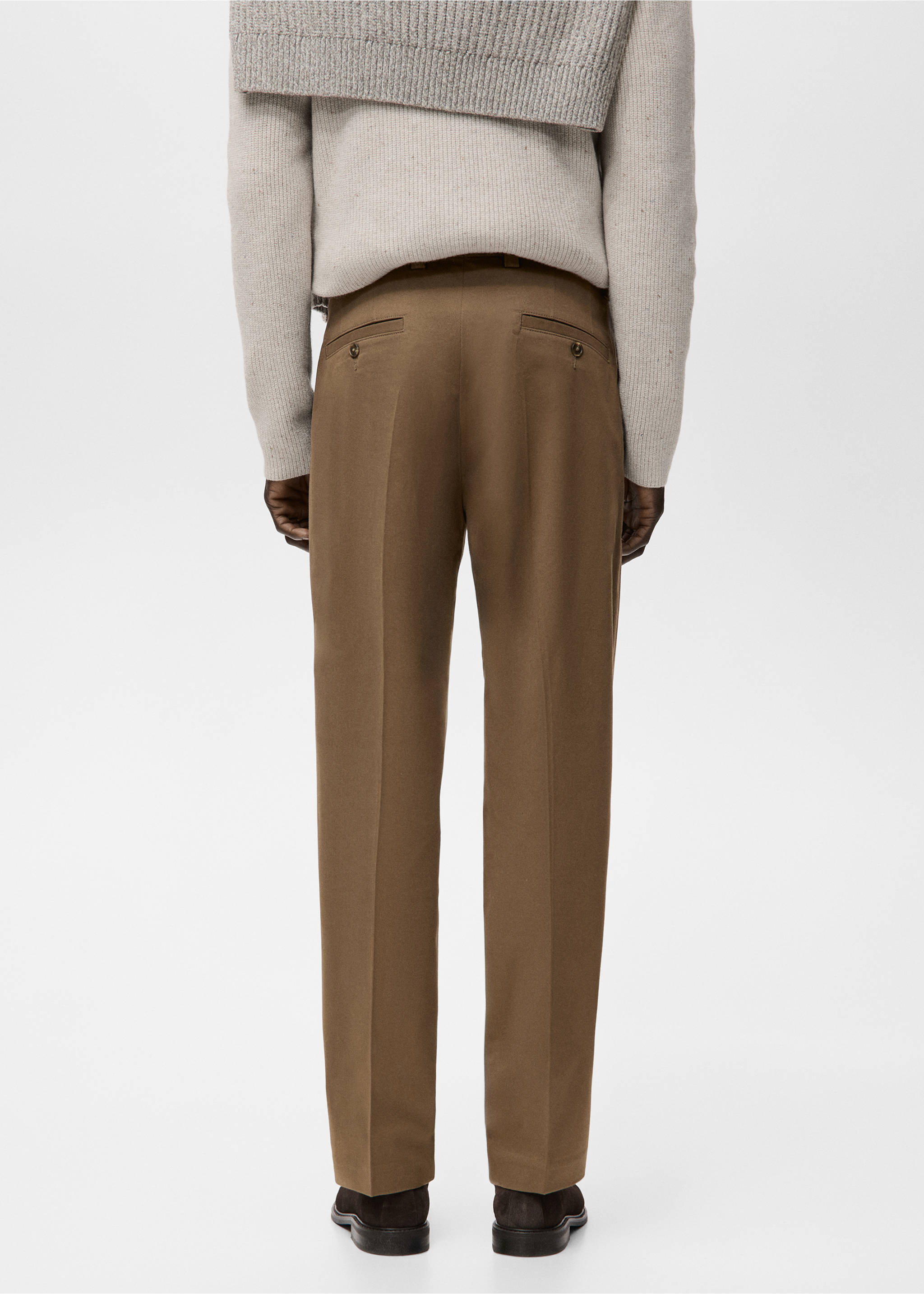 Regular-fit cotton trousers - Reverse of the article, Chocolate. Ref: 27081257-00.