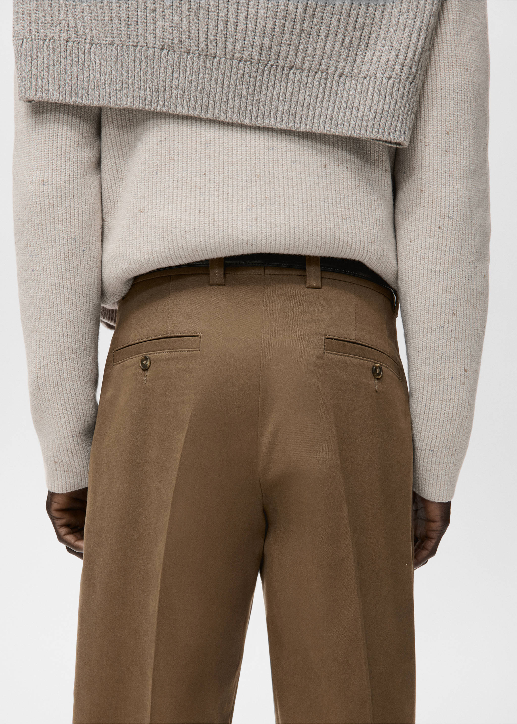 Regular-fit cotton trousers - Details of the article 6, Chocolate. Ref: 27081257-00.