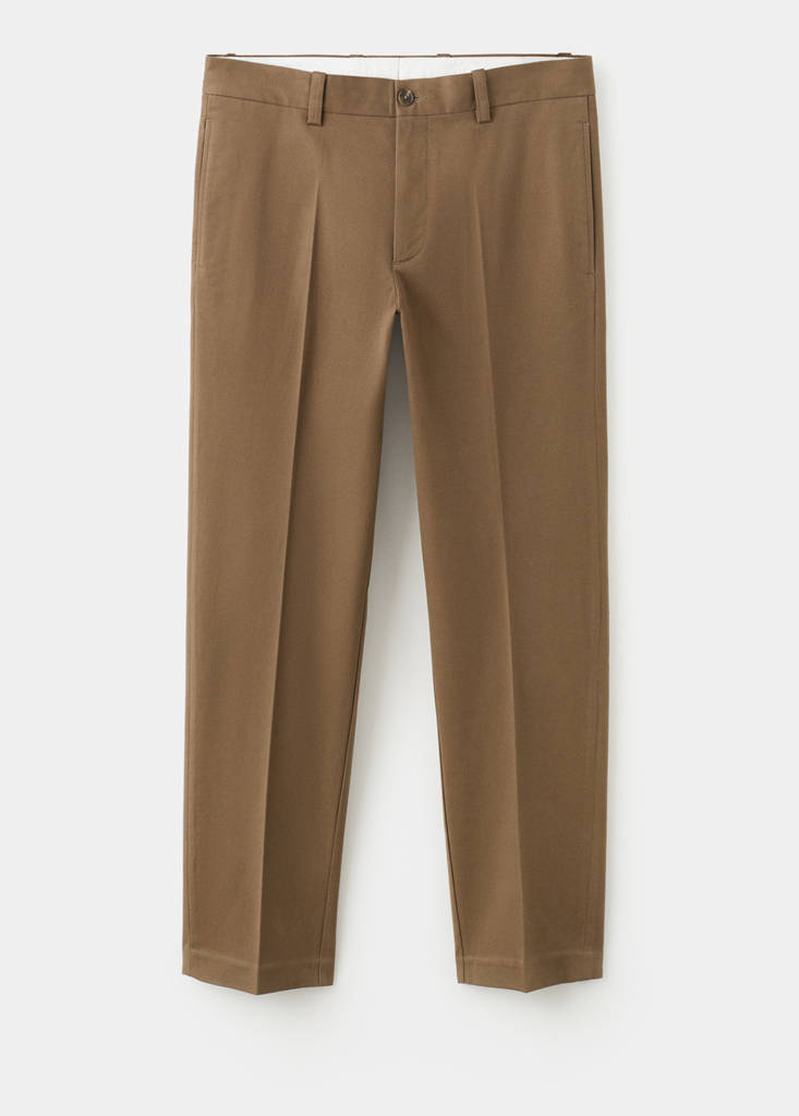 Regular-fit cotton trousers — Chocolate