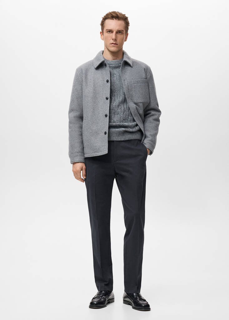 Regular-fit cotton trousers — Navy