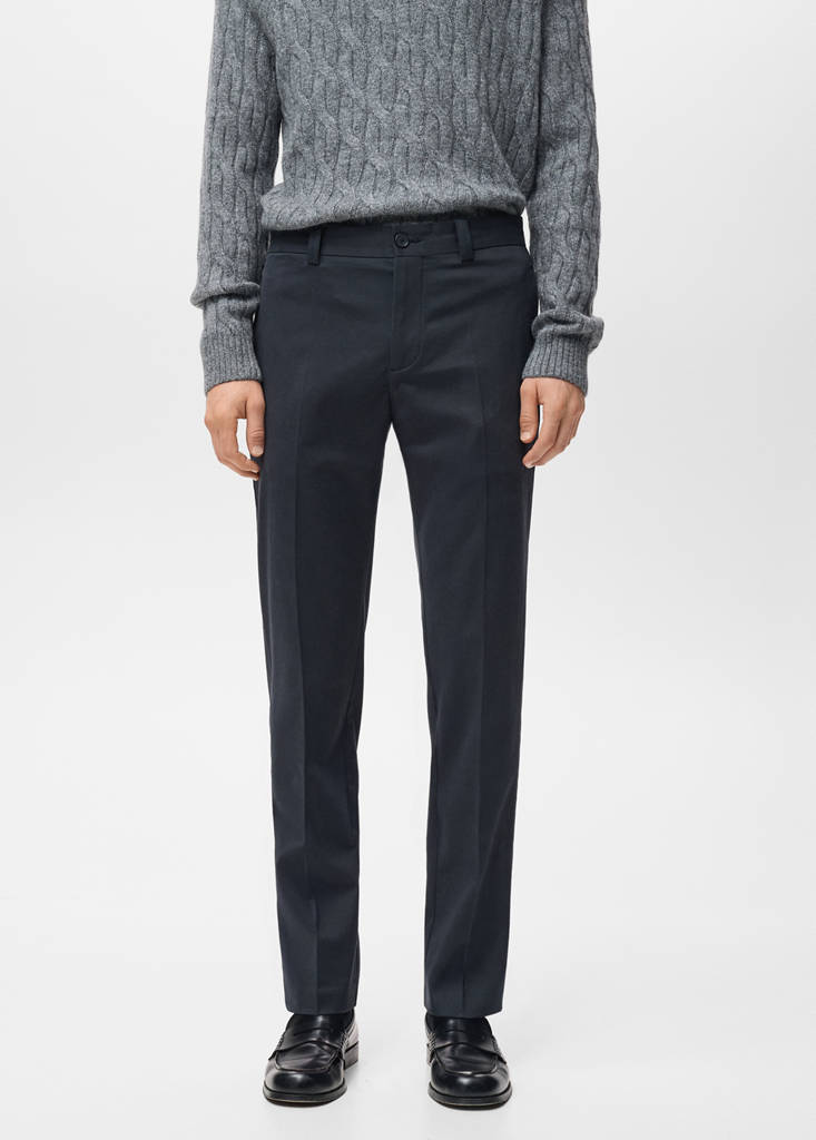 Regular-fit cotton trousers — Navy