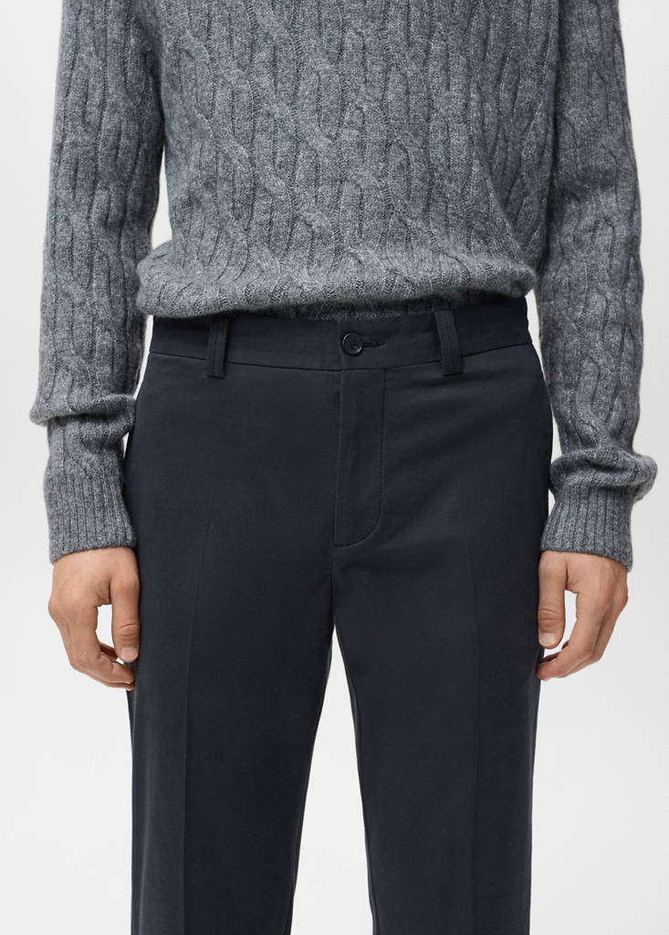 Regular-fit cotton trousers — Navy