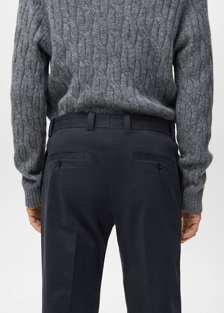 Regular-fit cotton trousers — Navy