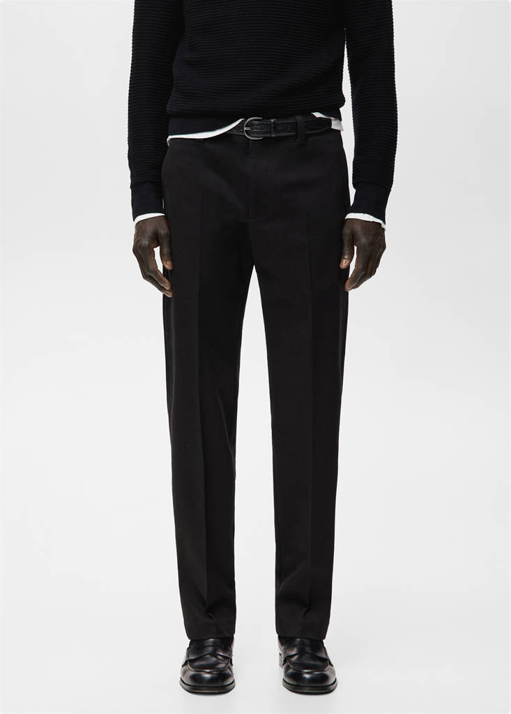 Regular-fit cotton trousers — Black